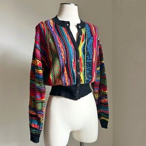 Original Vintage 1990s Coogi 3D Cable Knit Cardigan Sz. L